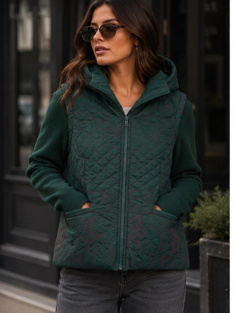 Desigual Quilted Jacket with removable collar and sleeves
